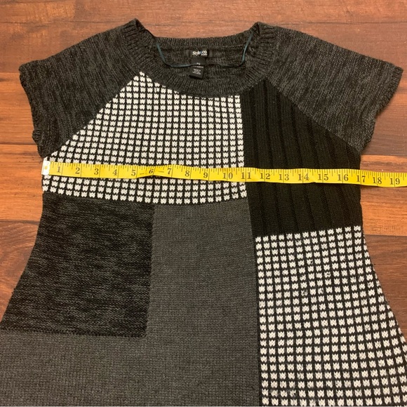 Style & Co Gray Block Knit Sweater Dress Women’s Sz PS Short Sleeve Scoop Neck - Picture 4 of 6
